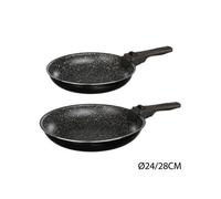 JJA Lot de 2 poêles 135111 24/28 cm aluminium pierre avec 1 poignée amovible