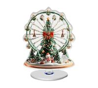 Lot de 2 grandes roues décoratives de Noël en acrylique 30 g avec base rotative - Décorations de Noël d'intérieur avec motif d'arbre - Décoration de Noël en acrylique pour festival, décoration