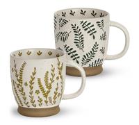 Lot de 2 grandes tasses à café en céramique avec poignée, fabriquées à la main avec poignée, passent au micro-ondes pour latte, expresso, cappuccino, thé, cacao, lait - Grandes tasses modernes et