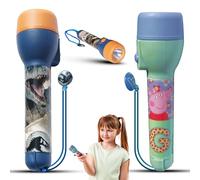 Lot de 2 grandes torches LED pour enfants, veilleuses LED super lumineuses pour Noël, cadeaux d'anniversaire - lampe de poche en plastique, jouet à partir de 3 ans (JURASSlC World et Peppa-Pig)