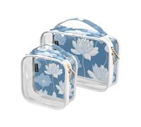 Lot de 2 grandes trousses de toilette transparentes approuvées par la TSA - Multifonctionnelles - Conforme aux normes des compagnies aériennes