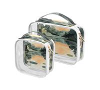 Lot de 2 grandes trousses de toilette transparentes approuvées par la TSA - Résistantes à l'eau - Conforme aux normes des compagnies aériennes