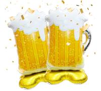 Lot de 2 grands ballons en aluminium avec base pour fête d'été, festival, fête d'anniversaire, mariage