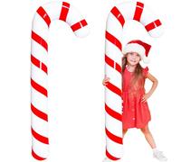 Lot de 2 grands ballons gonflables en forme de canne à sucre d'orge de Noël de 1,5 m pour décorations de fête d'anniversaire, Noël intérieur et extérieur