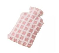 Lot de 2 grands bouillottes avec housse en peluche, chauffe-mains et pieds d'hiver, réutilisables, cadeaux Pour Ventre Cou(Pink 500ml)