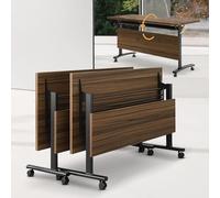 Lot de 2 grands bureaux d'ordinateur pliables mobiles avec roues silencieuses de 140 cm pour conférence et formation pour bureau, réunions en classe et travail collaboratif