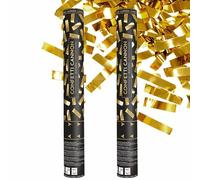 Lot de 2 Grands Canons Confettis Dorés Métallisés 60cm