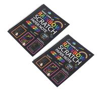 Lot de 2 grands carnets de notes à gratter arc-en-ciel magiques de 19 x 26 cm