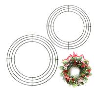 Lot de 2 grands cercles en fil de fer pour couronne de Noël de 35,6 cm et 40,6 cm - Cadre en fil de métal pour couronne de Noël - Base de couronne de Noël à fabriquer - Fournitures pour la fabrication