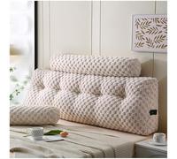Lot de 2 grands coussins pour tête de lit - Coussin triangulaire pour repos de lit et traversin de lecture avec rouleau de tête - Dossier confortable pour s'asseoir dans le lit - Beige - 193 x 50 x 20