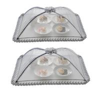 Lot de 2 grands couvercles alimentaires en maille de qualité supérieure réutilisables et pliables pour pique-nique, extérieur, 40 x 50 cm, pour protéger les mouches, les insectes, les moustiques
