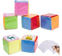 Lot De 2 Grands Cubes En Mousse Avec 24 Cartes Vides,1 Stylo,Dés Colorés Avec Poches,Cube De 10 Cm Avec Poche Pour Maternelle,Maternelle,École,Apprentissage Précoce