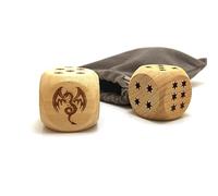 Lot de 2 grands dés créatifs en bois - Dés de jeu de rôle en forme de dragon - 30 mm en bois à rouler pour les fêtes, les mathématiques