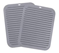 Lot de 2 Grands Dessous de Plat en Silicone, napperons Porte-Pot, Coussin Chauffant, Tapis de Table isolé en Silicone, Flexible, Durable, résistant à la Chaleur rectangulaire - 23 x 30 cm (Gris)