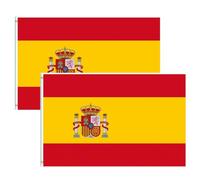 Lot de 2 grands drapeaux de l'Espagne de 1,5 x 0,9 m avec motif double face, drapeau espagnol avec œillets en laiton pour décoration de la Coupe du monde de football 2026