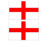 Lot de 2 grands drapeaux de St George, drapeaux de l'Angleterre avec œillets, drapeau du Royaume-Uni en polyester de qualité supérieure avec double face, 1,5 x 0,9 m