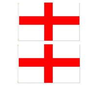 Lot de 2 grands drapeaux de St George, drapeaux de l'Angleterre de 1,5 x 0,9 m avec œillets, drapeau Union Jack en métal double face, avec polyester de qualité supérieure