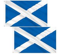 Lot de 2 grands drapeaux écossais de 1,5 x 0,9 m avec œillets en laiton pour la coupe du monde de football, décoration de fête de la Saint-André, décoration de fête, maison, jardin, bureau, pub
