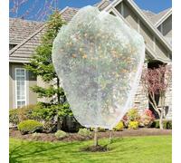 Lot de 2 grands filets pour arbres fruitiers avec cordon de serrage et fermeture éclair, 2,4 x 2,4 m, filet de protection contre les oiseaux, les insectes, les cigales (3 x 3 m)