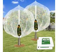 Lot de 2 grands filets pour arbres fruitiers avec cordon de serrage et fermeture éclair, 2,4 x 2,4 m, filet de protection contre les oiseaux, les insectes, les cigales (2,4 x 2,4 m)