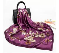 Lot de 2 grands foulards carrés en soie et polyester, style Noble Temperament, 90 x 90 cm, D9227, violet