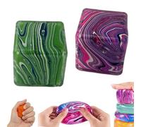 Lot de 2 grands glaçons veinés | 5,5 cm pour soulager l'anxiété | Jouet sensoriel tourbillon de couleur unique pour enfants et adultes, balle à presser en TPR souple pour se concentrer