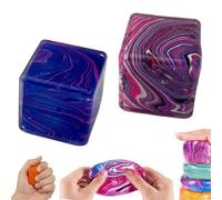 Lot de 2 grands glaçons veinés | 5,5 cm pour soulager l'anxiété | Jouet sensoriel tourbillon de couleur unique pour enfants et adultes, balle à presser en TPR souple pour se concentrer