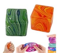 Lot de 2 grands glaçons veinés | 5,5 cm pour soulager l'anxiété | Jouet sensoriel tourbillon de couleur unique pour enfants et adultes, balle à presser en TPR souple pour se concentrer