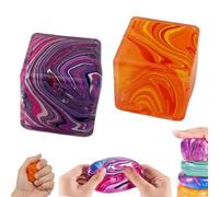 Lot de 2 grands glaçons veinés | 5,5 cm pour soulager l'anxiété | Jouet sensoriel tourbillon de couleur unique pour enfants et adultes, balle à presser en TPR souple pour se concentrer