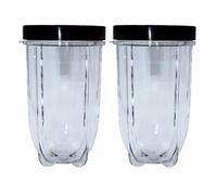 Lot de 2 grands gobelets de 473 ml (16 oz) avec couvercle noir, compatibles avec le blender-extracteur de jus Magic Bullet original 250 W MB1001