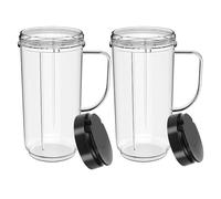 Lot De 2 Grands Gobelets De 65 Cl Avec Couvercle Rabattable Et Poignée, Compatibles Avec Le Mixeur MagicBullet 250 W MB1001. Accessoires For Mixeur, Extracteur De Jus