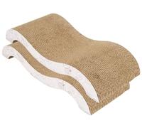 Lot de 2 grands grattoirs pour chat - Grands patins à griffer pour chaton - Planches à gratter pour chat - Avec herbe à chat - Motif vague