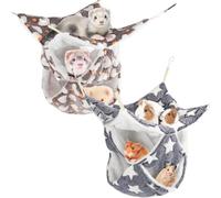 Lot de 2 grands hamacs à 3 niveaux pour furet et cochon d'Inde, rat, planeur en sucre, hamster, douillet triple plaisir et confort 35 x 34 cm