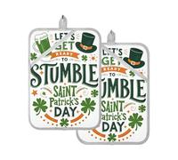 Lot de 2 grands maniques résistants à la chaleur pour la Saint-Patrick Let's Get Ready to Stumble Kitchen Hot Pads avec poches pour four