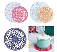 Lot de 2 grands moules en silicone pour dessous de verre en forme de mandala, pour plateau creux à fleurs, motif géode 3D, moules brillants pour décoration de la maison, ensemble de moules en résine