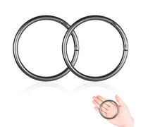 Lot de 2 grands mousquetons ronds en alliage de zinc - Diamètre extérieur : 75 mm - Convient pour porte-clés, sacs à main, sacs de randonnée, bricolage - Noir