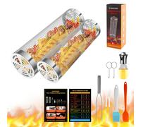 Lot de 2 grands paniers de barbecue ronds cylindriques en acier inoxydable pour camping, barbecue, légumes, légumes, accessoires de barbecue, cadeaux pour homme