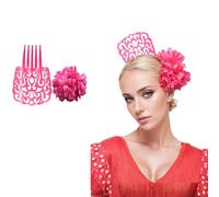 Lot de 2 grands peignes à cheveux pour femme, accessoire de fête sévillane, foire andalouse, costume régional flamant rose uni, grand