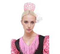 Lot de 2 grands peignes à cheveux pour femme, accessoire de fête sévillane, foire andalouse, costume régional flamenco (rose blanc, grand)