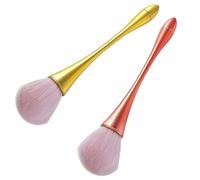 Lot de 2 grands pinceaux à poudre minérale doux et duveteux pour fond de teint, pinceau de maquillage Kabuki, pinceau de nettoyage des ongles, pinceau à poudre pour estomper, polir, formation de