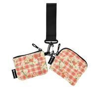 Lot de 2 grands porte-monnaie en forme de glaïeul vichy pour femme avec fermeture éclair et porte-clés pour le travail et les voyages, Grand vichy glaïeul, 1 size