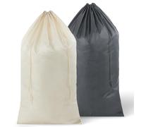 Lot de 2 grands sacs à linge de voyage avec cordon de serrage, lavables en machine, organiseurs de vêtements sales, sacs à linge robustes pour dortoir, panier à linge facile à installer, panier à