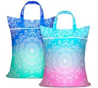 Lot de 2 grands sacs à linge de voyage imperméables avec poignée - Lavables - Pour les voyages - Pour vêtements humides et secs - Pour salle de sport, vêtements humides, piscine, université, dortoir