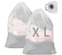 Lot de 2 grands sacs à linge en maille, 70 x 90 cm, très résistants pour machine à laver, avec cordon de serrage, grands sacs à linge pour vêtements sales, literie, jouets en peluche (blanc)