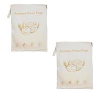 Lot de 2 grands sacs à pain réutilisables en coton et cire d'abeille avec fermeture éclair pour pain au levain et pain fait maison, doublure en cire d'abeille en coton naturel de qualité alimentaire