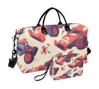 Lot de 2 grands sacs de course avec trousse de toilette pour voyage, Cartoon Cool Racing, 1 size