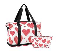 Lot de 2 grands sacs de sport avec sangle réglable en forme de cœur à carreaux Buffalo pour la Saint-Valentin, Carreaux de buffle en forme de cœur Valentine, 1 size
