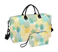 Lot de 2 grands sacs de voyage avec sangle réglable et sangle réglable Motif fruits de la Baltique Jaune Bleu