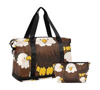 Lot de 2 grands sacs de voyage en forme de chouette avec trousse de toilette pour trekking, Adorable hibou de dessin animé, 1 size