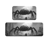 Lot de 2 grands tapis de cuisine rembourrés gris araignée confortable pour décoration de la maison, évier, tapis de cuisine pour sol antidérapant et lavable, Laundr 43,2 x 119,2 cm + 43,2 x 76,2 cm